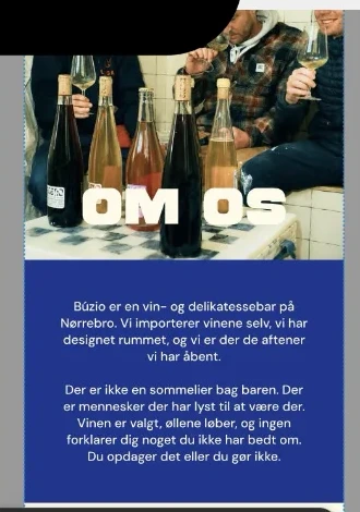 Uddrag af mobildesignet: Om os-sektionen